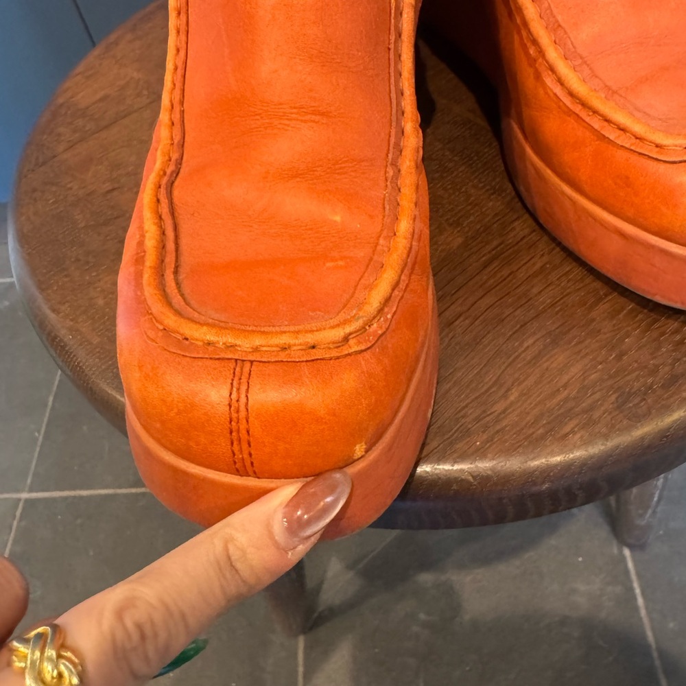 Camper Orange Leather Ankle Boots - Picture 5 of 7